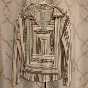 Bohemian hoodie size large thin material beautiful spring colors.